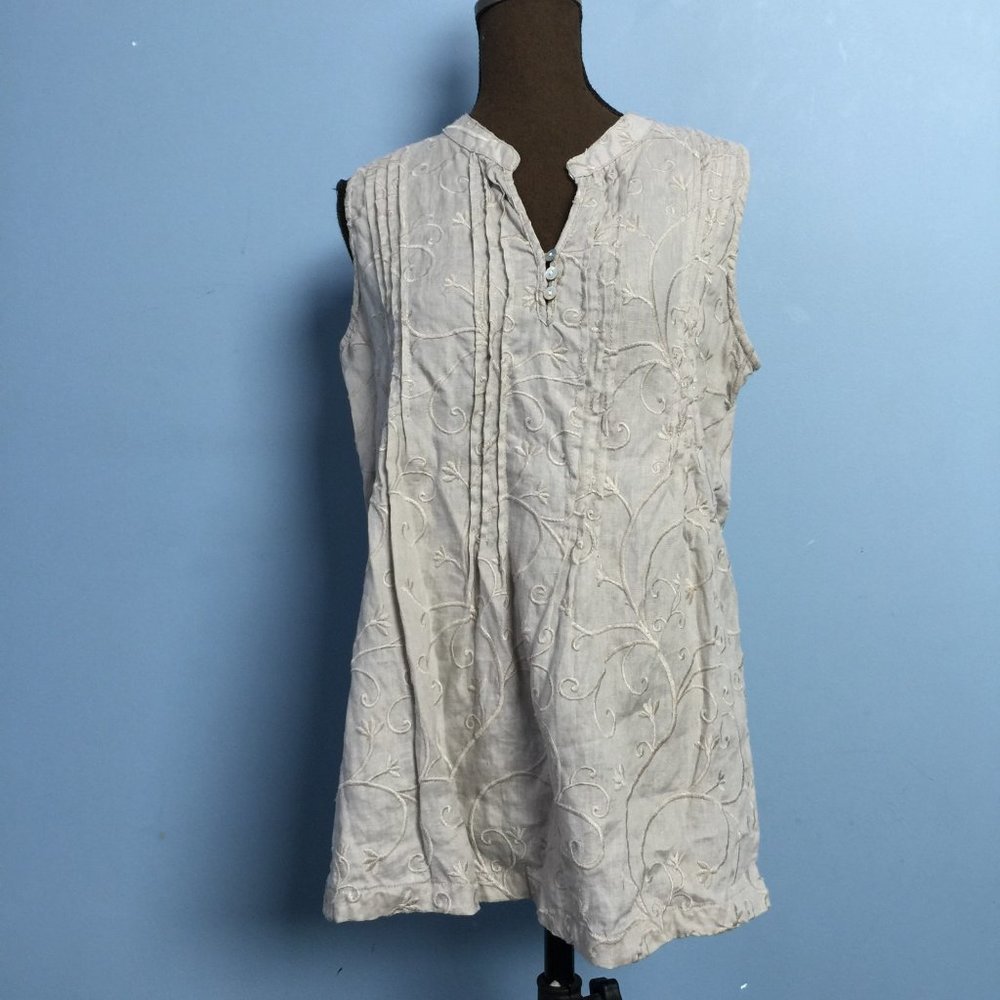 St. Tropez Embroidered Linen Tank Top